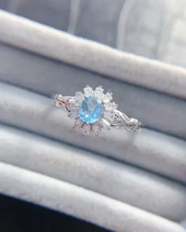 Natural Gemstone Sunburst Petal Ring