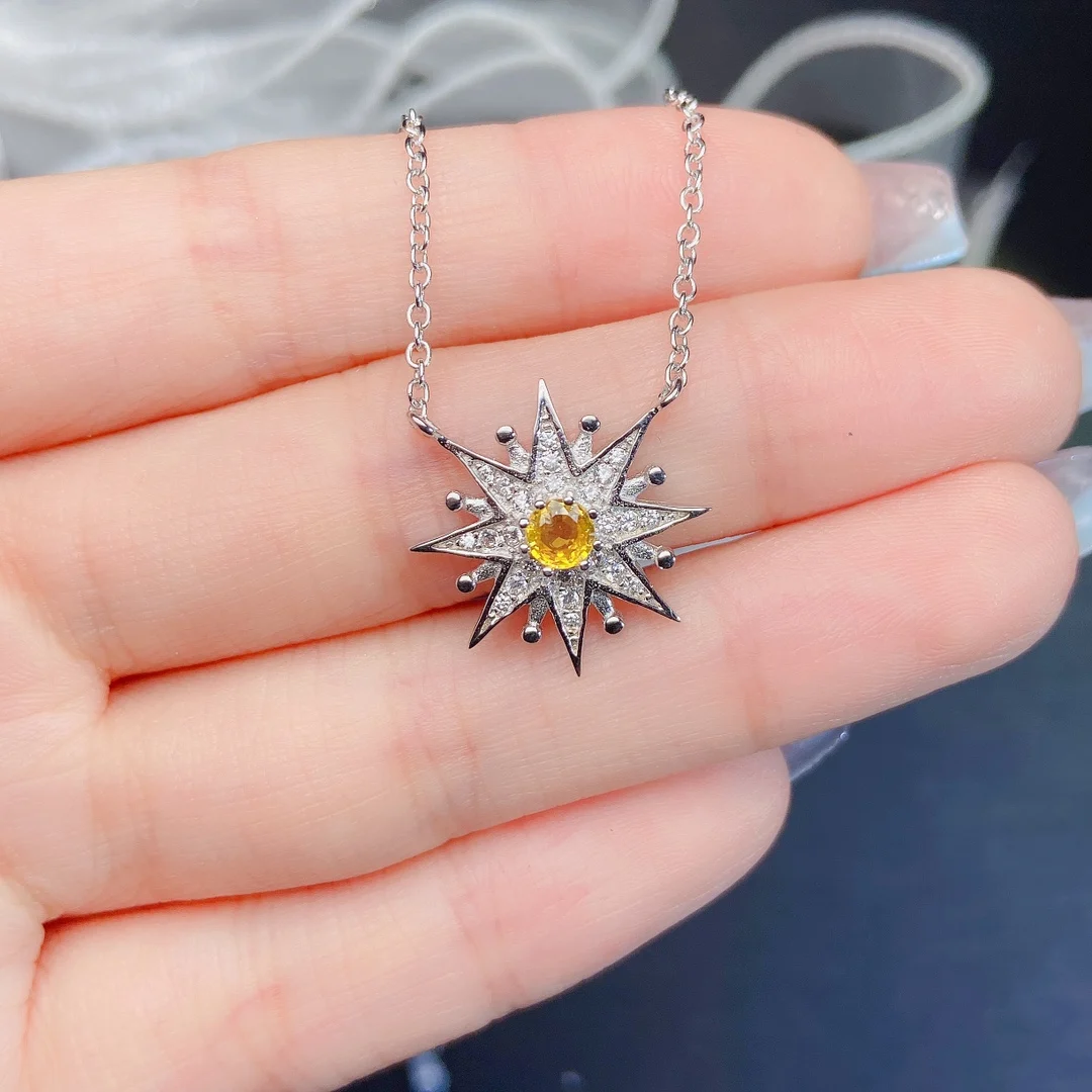 Natural Yellow Sapphire Star Pendant - view 1