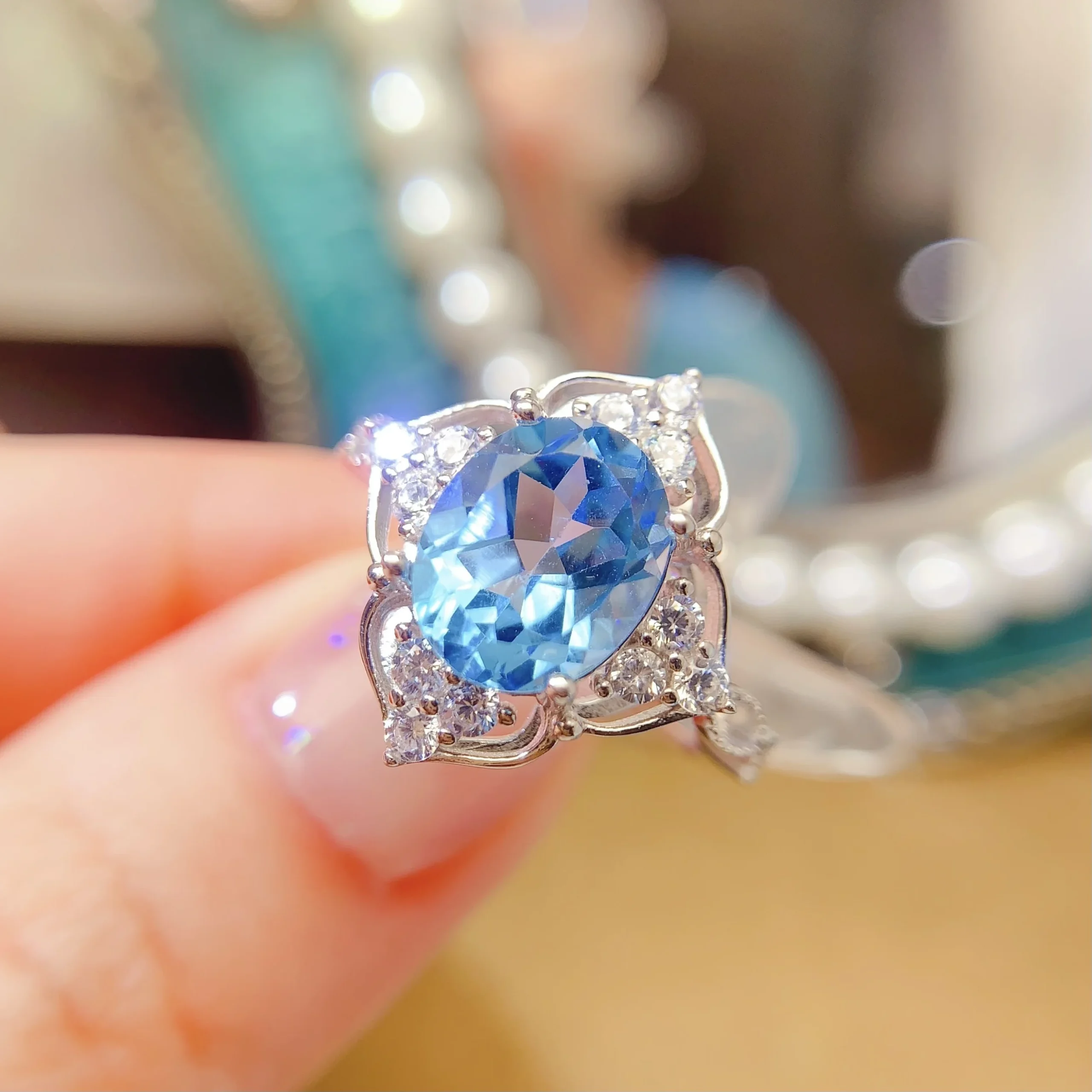 Natural Gemstone Chunky Filigree Ring - view 1