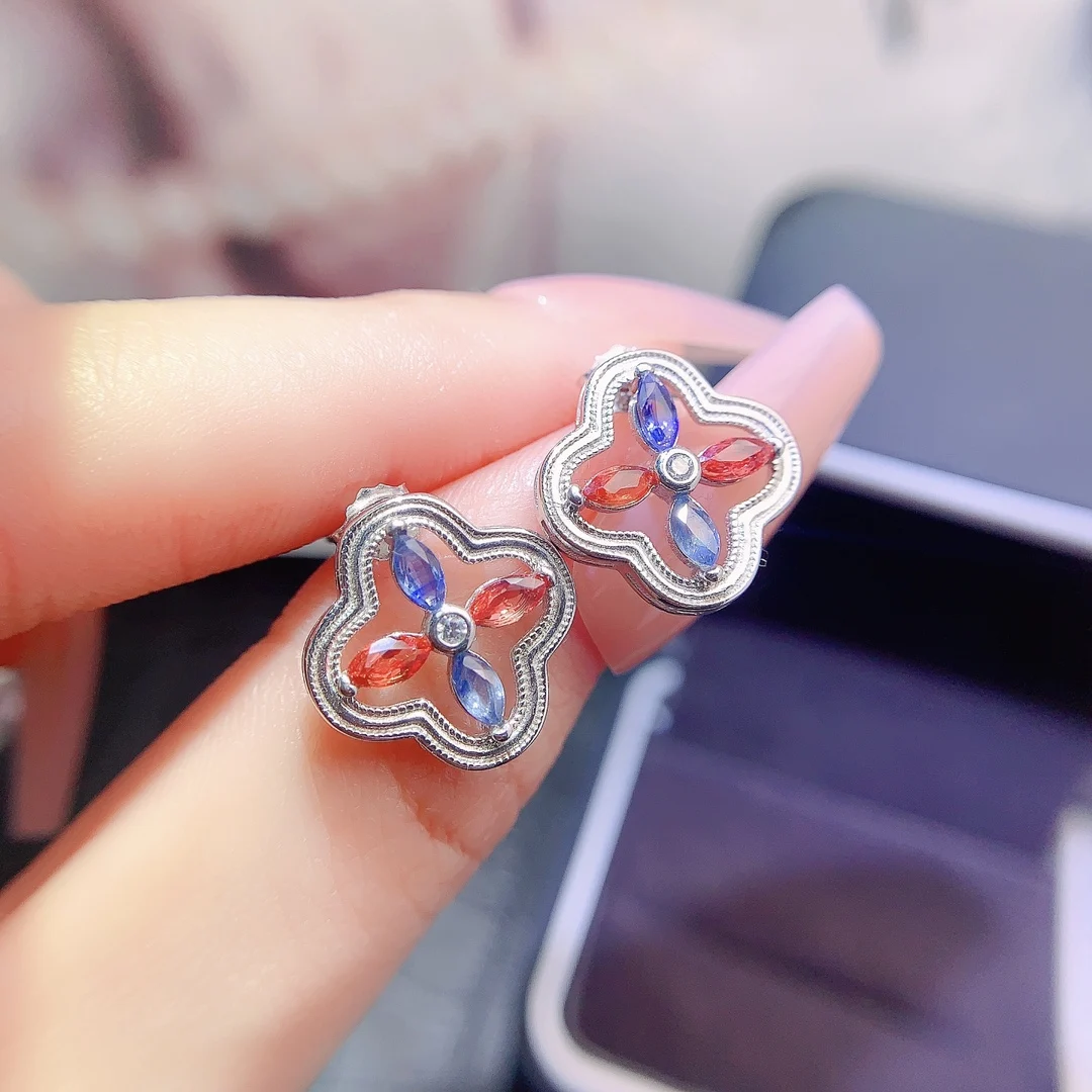 Natural Sapphire Marquise Stud Earrings - view 1