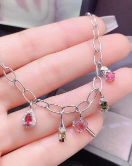 Natural Tourmaline Charm Bracelet