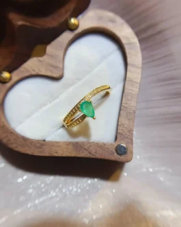 Natural Emerald Pavé Pear Ring