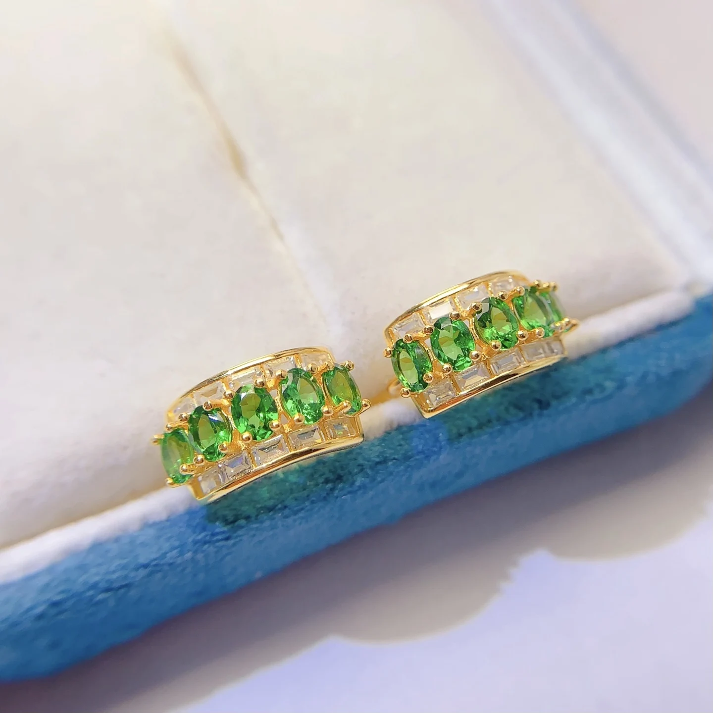 Natural Tsavorite Hoop Earrings - view 2