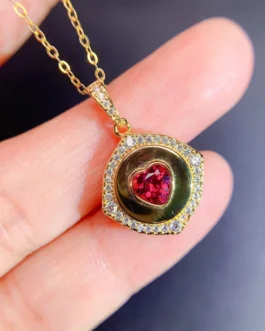 Natural Garnet Heart Pendant
