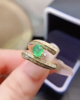 Natural Emerald Split Band Ring