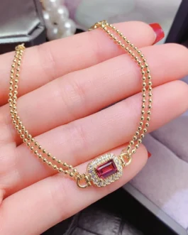 Natural Garnet Dainty Bracelet