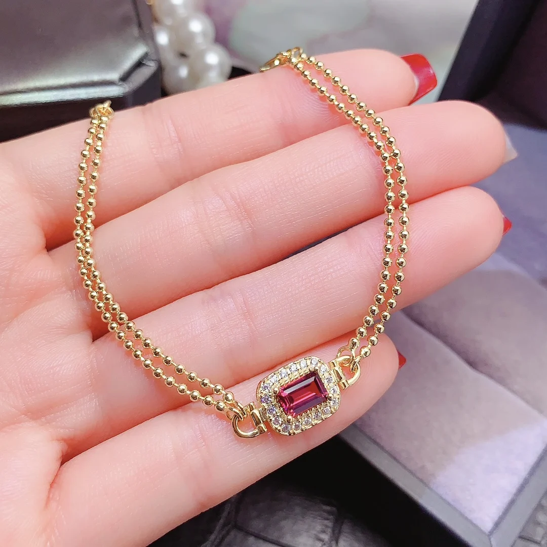 Natural Garnet Dainty Bracelet - view 1