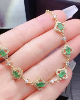 Natural Emerald Clover Bracelet