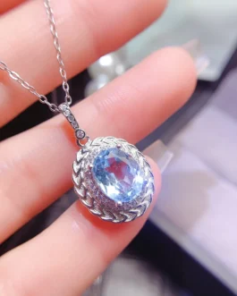 Natural Topaz Rope Halo Pendant