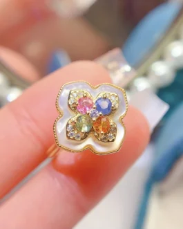 Natural Sapphire Gold Accent Ring