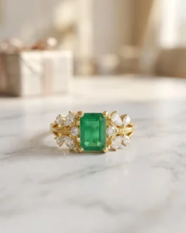 Natural Emerald Floral Cluster Ring