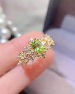 Natural Peridot Triple Oval Ring