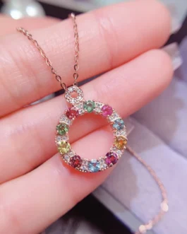 Natural Tourmaline Circle Pendant