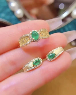 Natural Emerald Radiant Jewelry Set