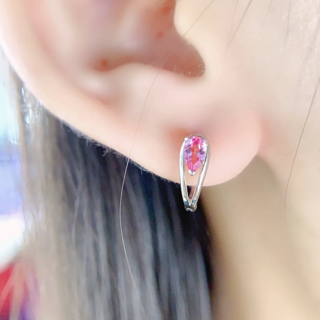 Natural Sapphire Pear Earrings - view 2