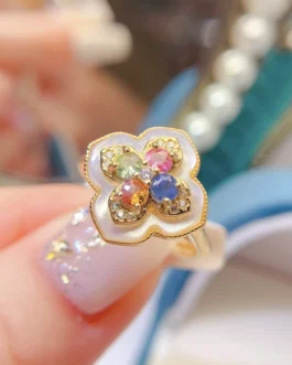 Natural Sapphire Gold Accent Ring