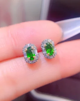 Natural Diopside Luxe Stud Earrings