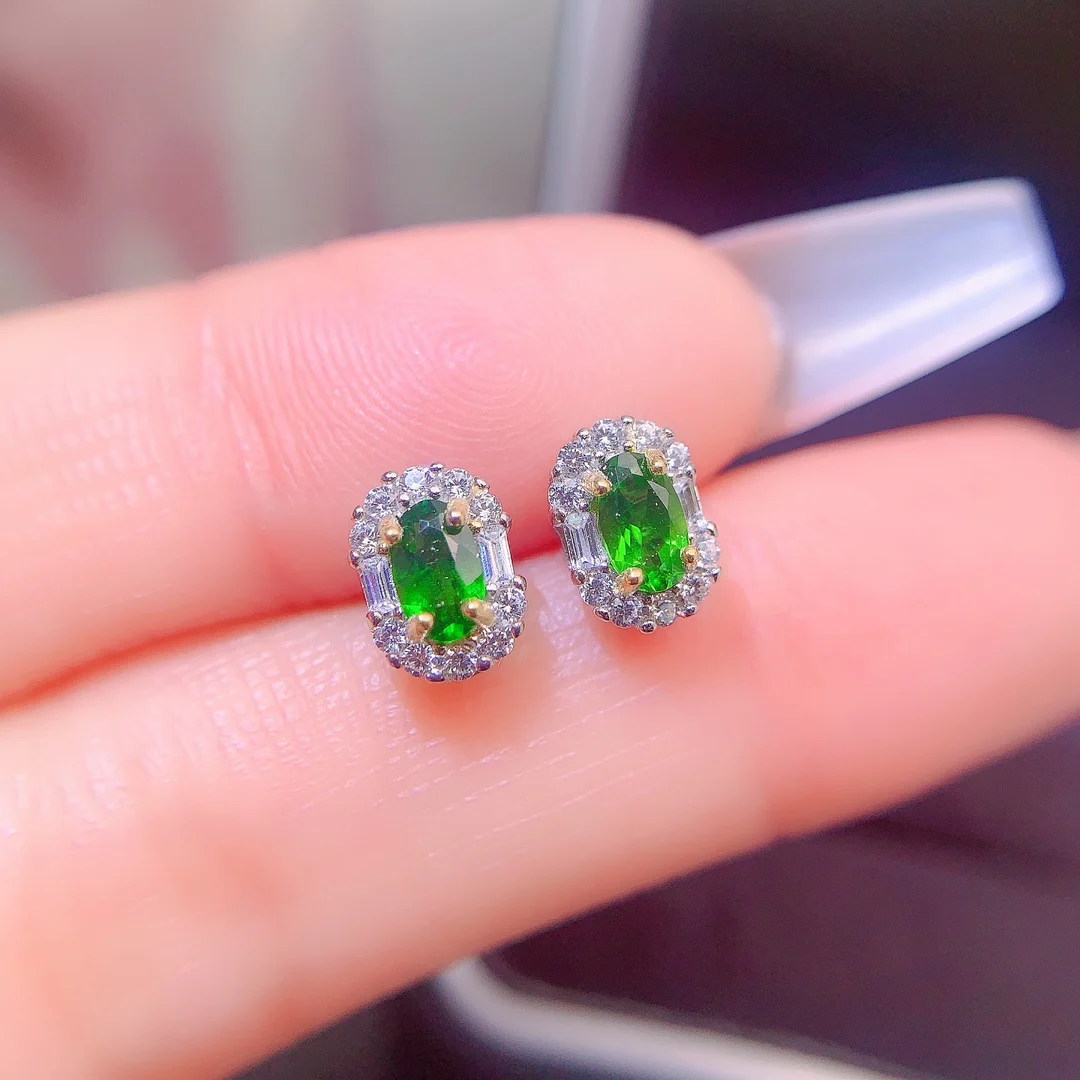 Natural Diopside Luxe Stud Earrings - view 2