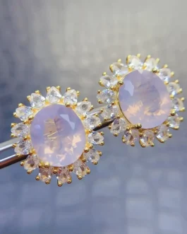 Natural Lavender Flower Halo Earrings