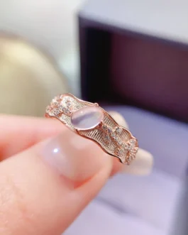 Natural Rose Quartz Wedding Ring
