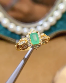 Natural Emerald Art Deco Ring