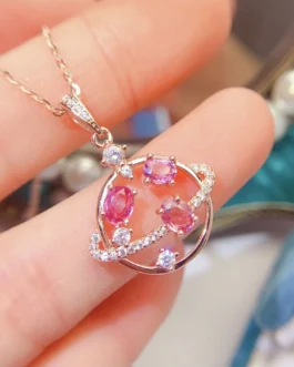 Natural Sapphire Orbit Pendant Necklace