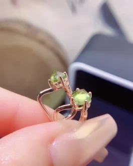 Natural Peridot Square Stud Earrings