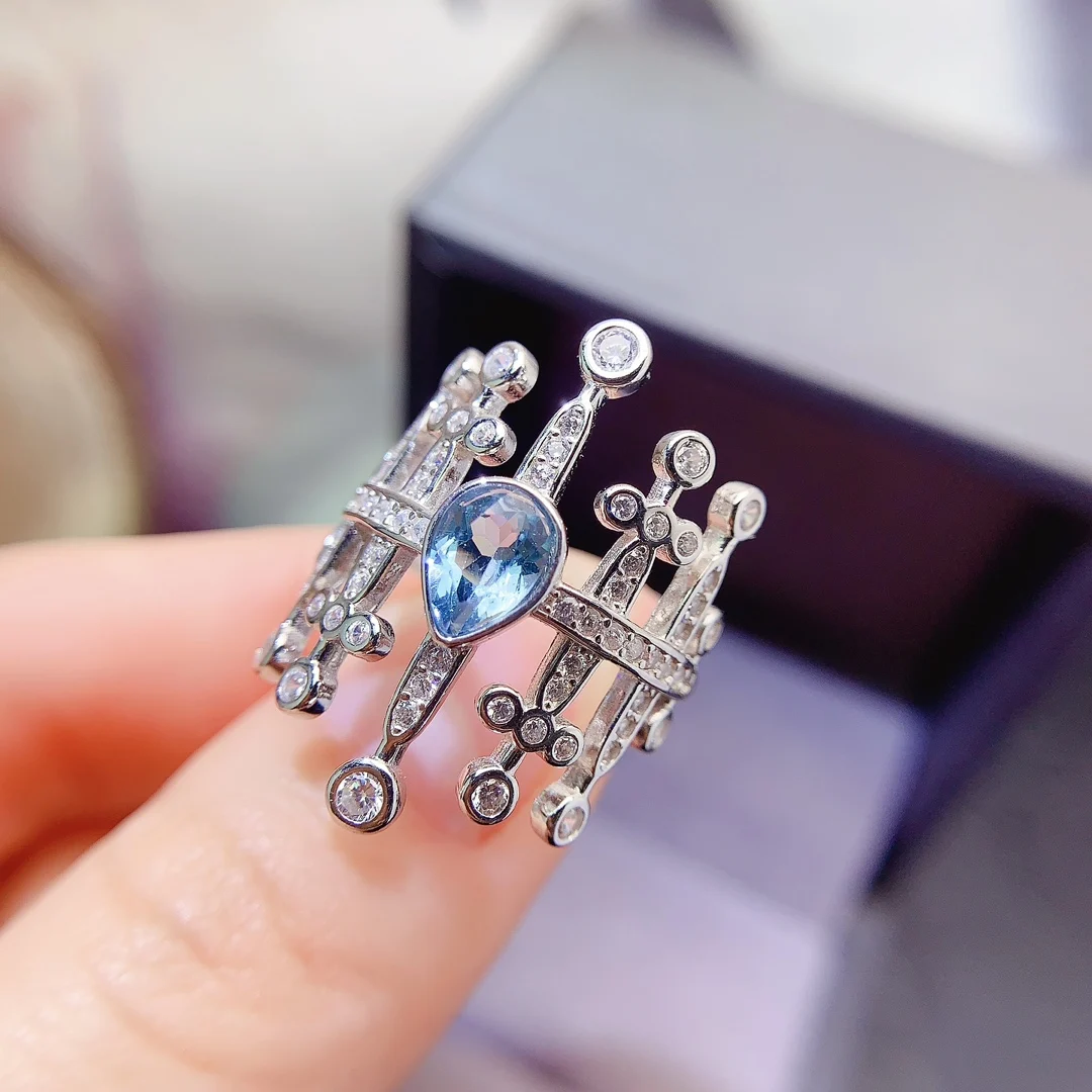 Natural Topaz Pear Bar Ring - view 1