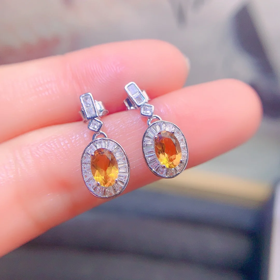 Natural Citrine Oval Drop Earrings - view 1
