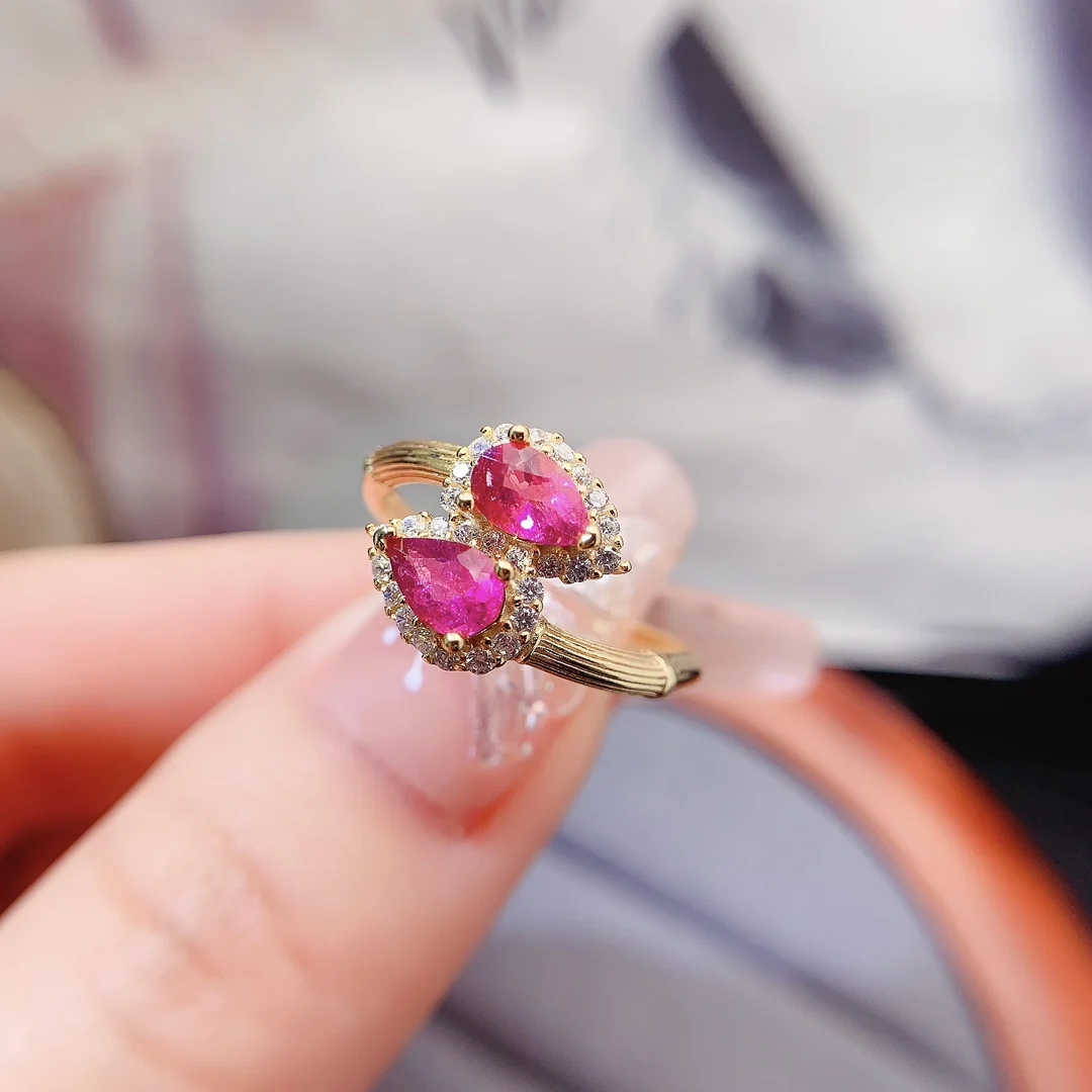 Natural Tourmaline Pear Vintage Ring - view 2