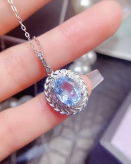 Natural Topaz Rope Halo Pendant