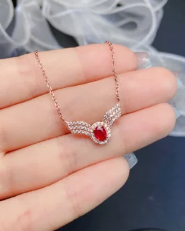 Natural Red Sapphire Chevron Pendant