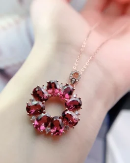 Natural Garnet Wreath Pendant