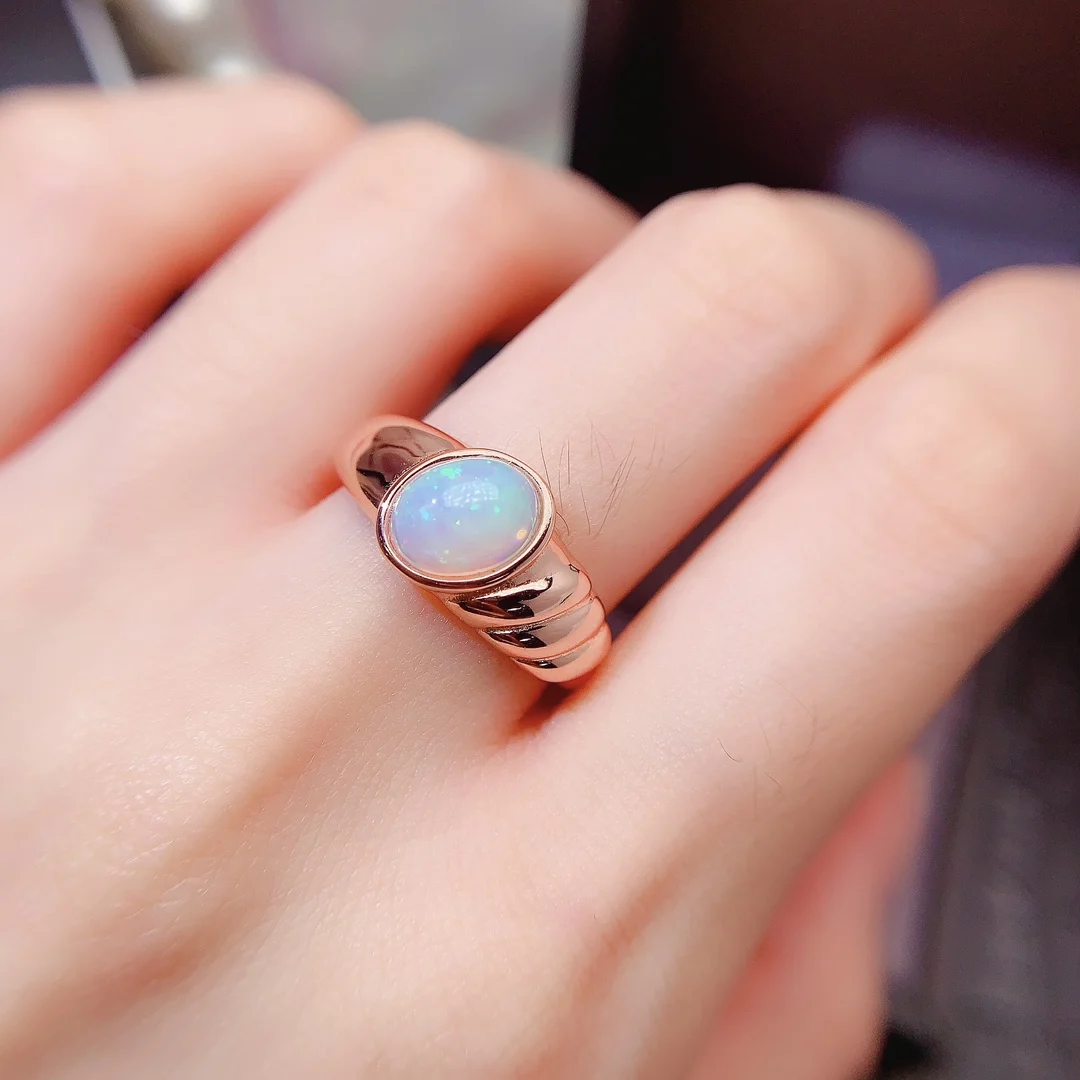 Natural Opal Classic Halo Ring - view 3