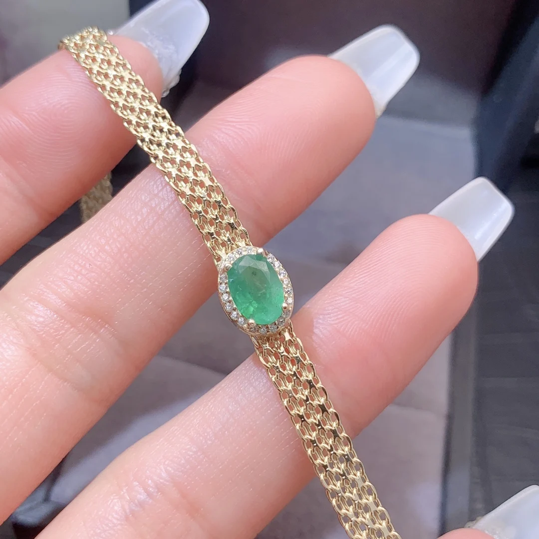 Natural Emerald Mesh Band Bracelet - view 1
