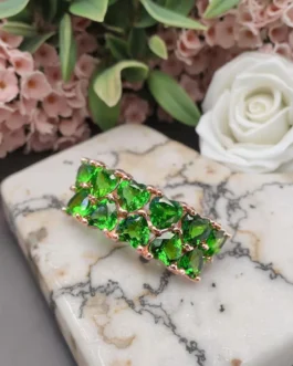 Natural Diopside Heart Solitaire Ring