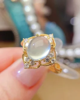 Natural Prehnite Luxury Band Ring