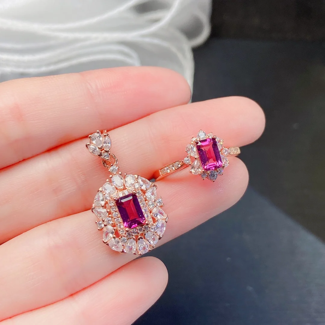Natural Garnet Classic Jewelry Set - view 1