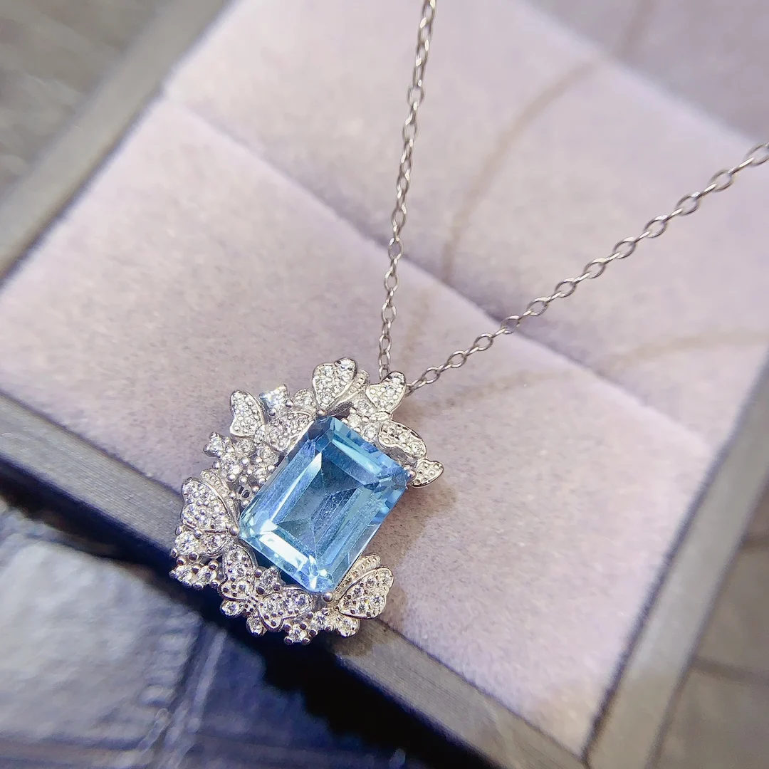 Natural Topaz Butterfly Pendant Necklace - view 1
