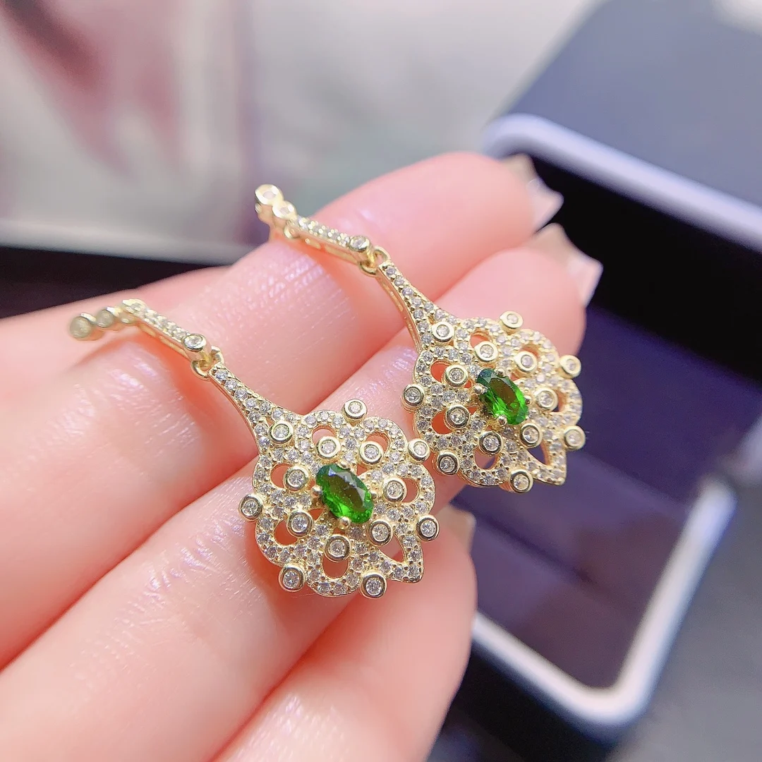 Natural Diopside Oval Stud Earrings - view 1