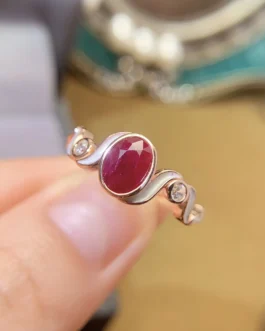 Natural Ruby Wave Accent Ring