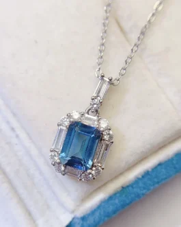 Natural Topaz Octagon Pendant Necklace