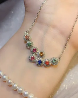 Natural Sapphire Bar Pendant Necklace