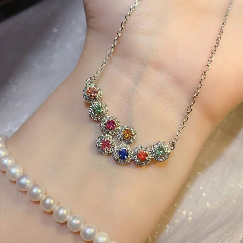 Natural Sapphire Bar Pendant Necklace - view 1