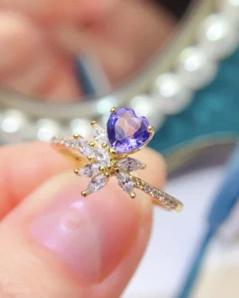Natural Tanzanite Heart Minimal Ring