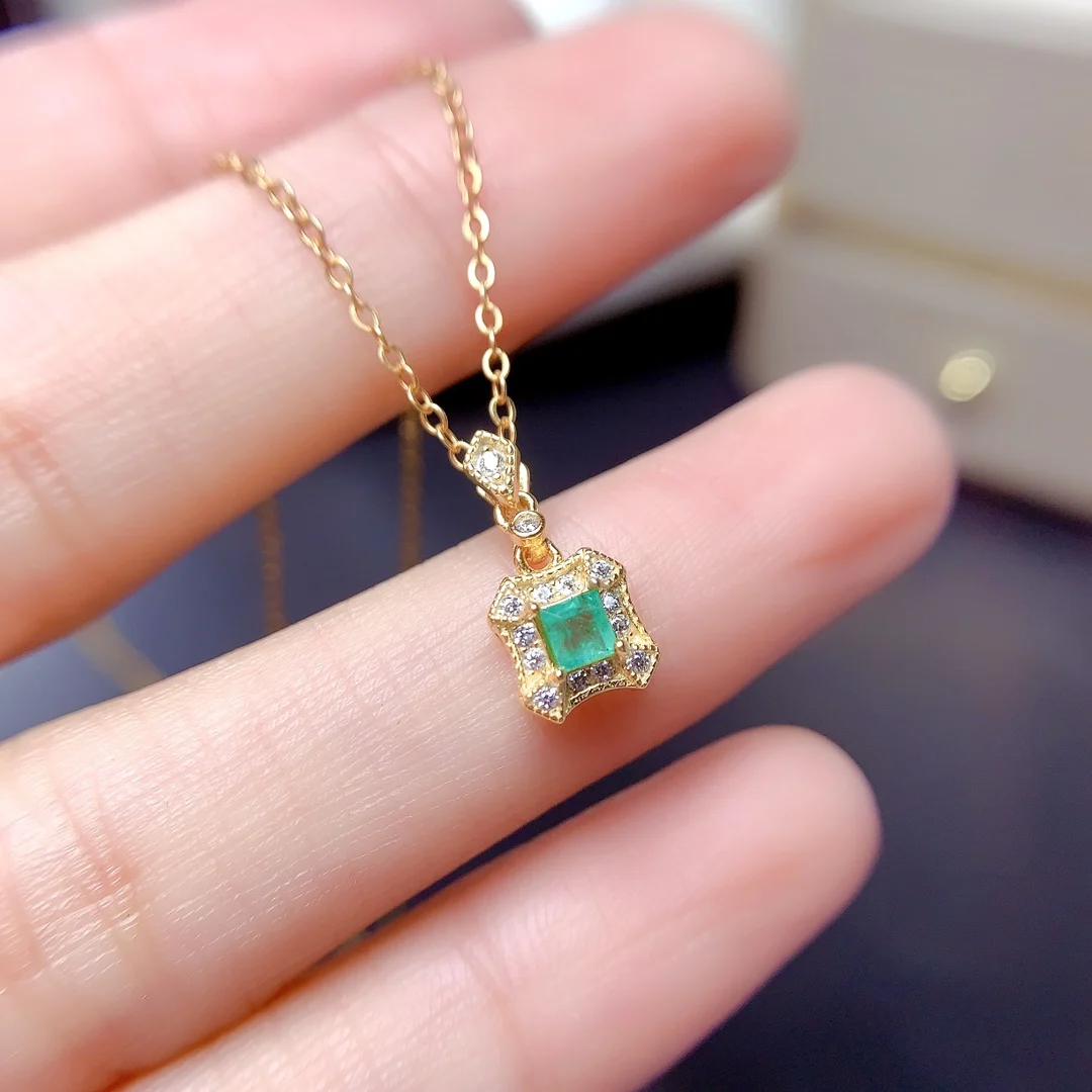 Natural Emerald Square Halo Set - view 4