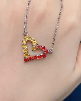 Natural Sapphire Rainbow Heart Pendant