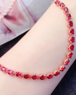 Natural Garnet Charm Bracelet