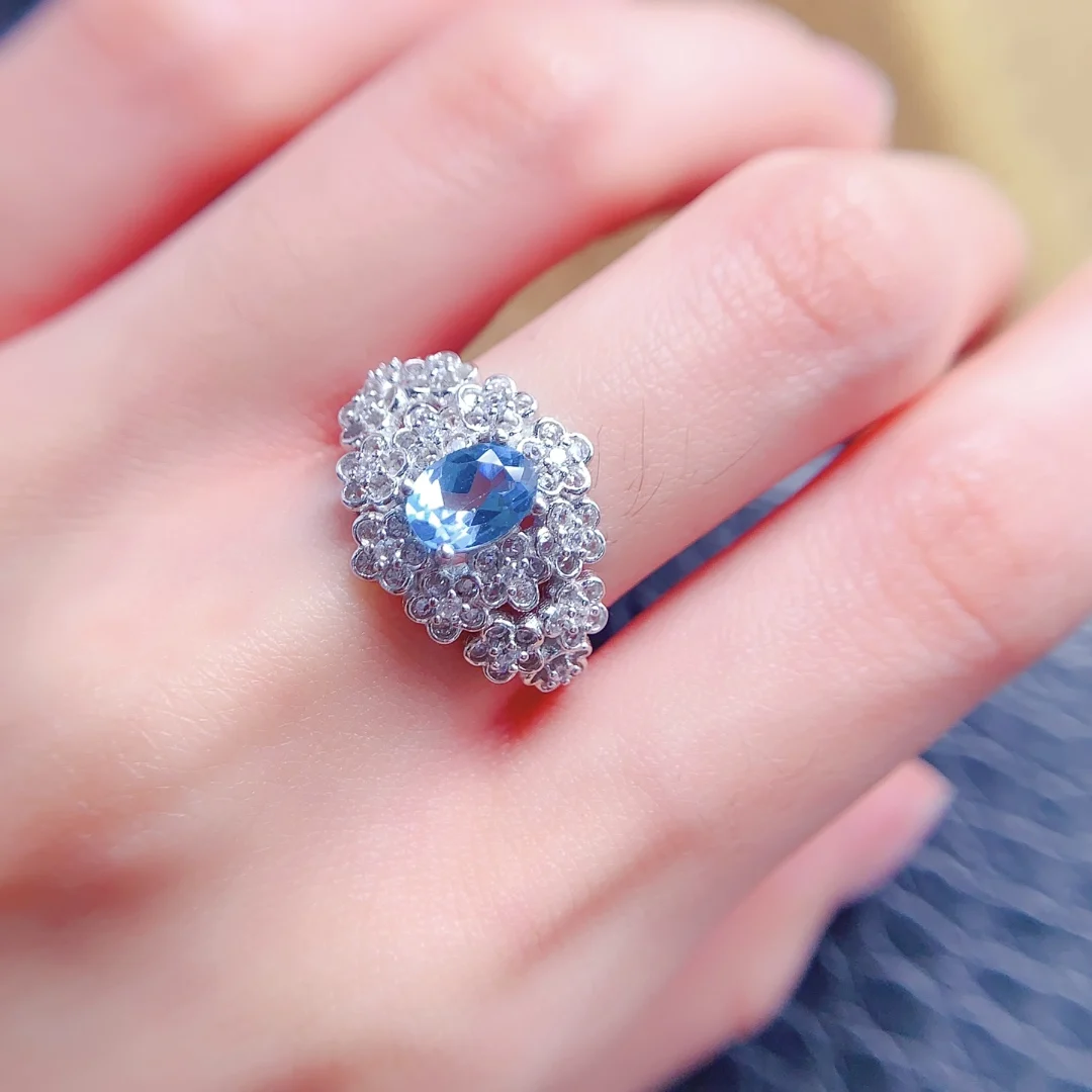 Natural Topaz Wide Cluster Ring - view 6