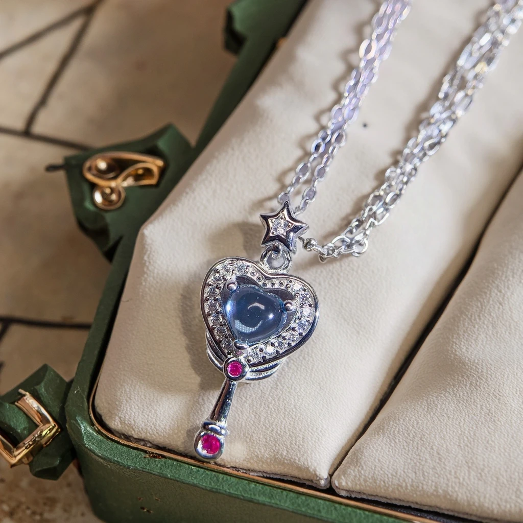 Natural Topaz Heart Key Pendant - view 1